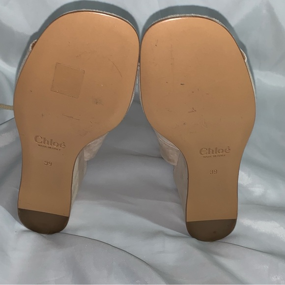 NIB auth CHLOÉ size 39 beige SUEDE lace up WEDGE HEEL gladiator SANDALS - Picture 9 of 15